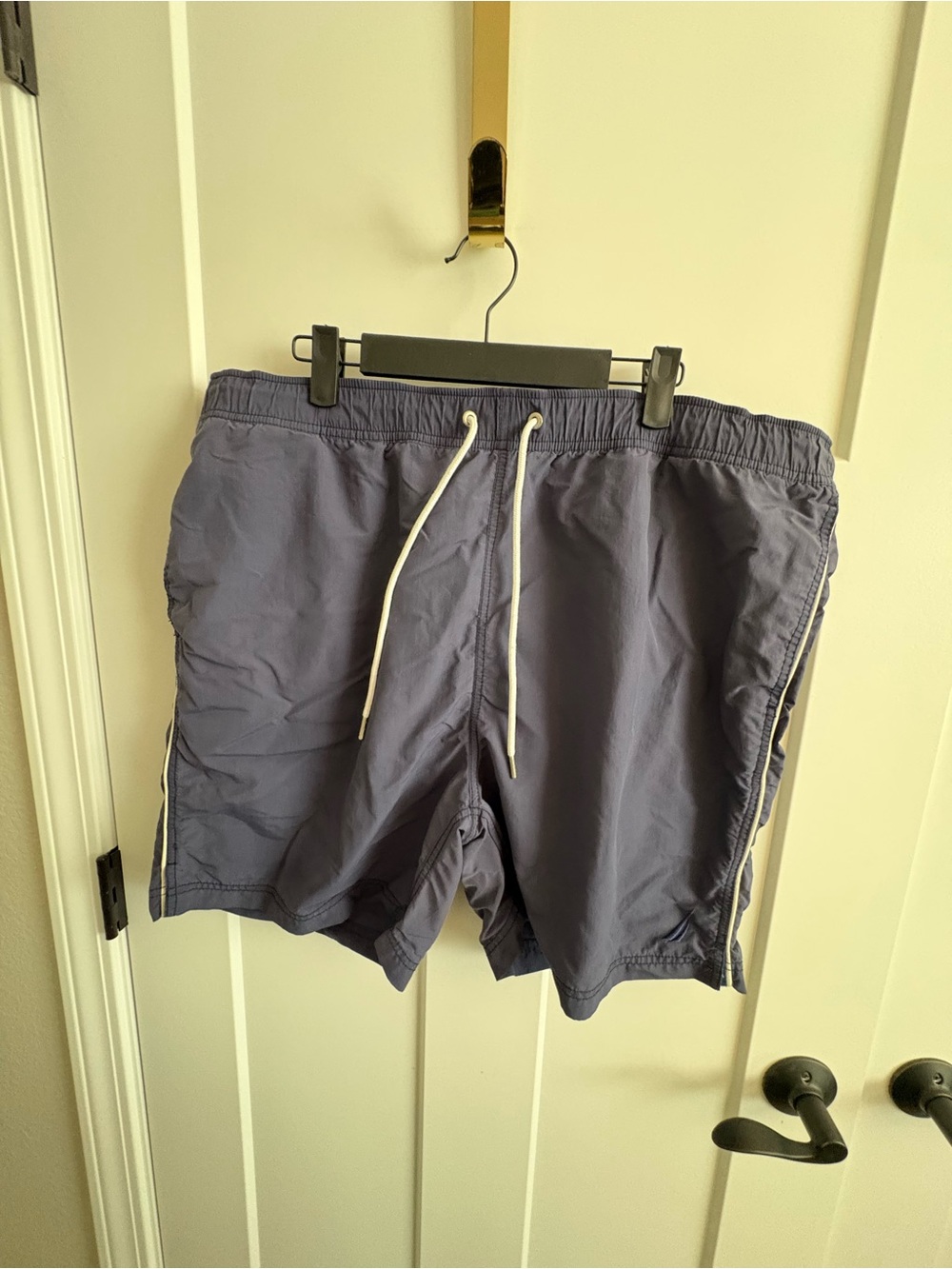Nautica Men’s Navy Blue Swim Trunks Board Shorts XL Mesh Lined Drawstring
